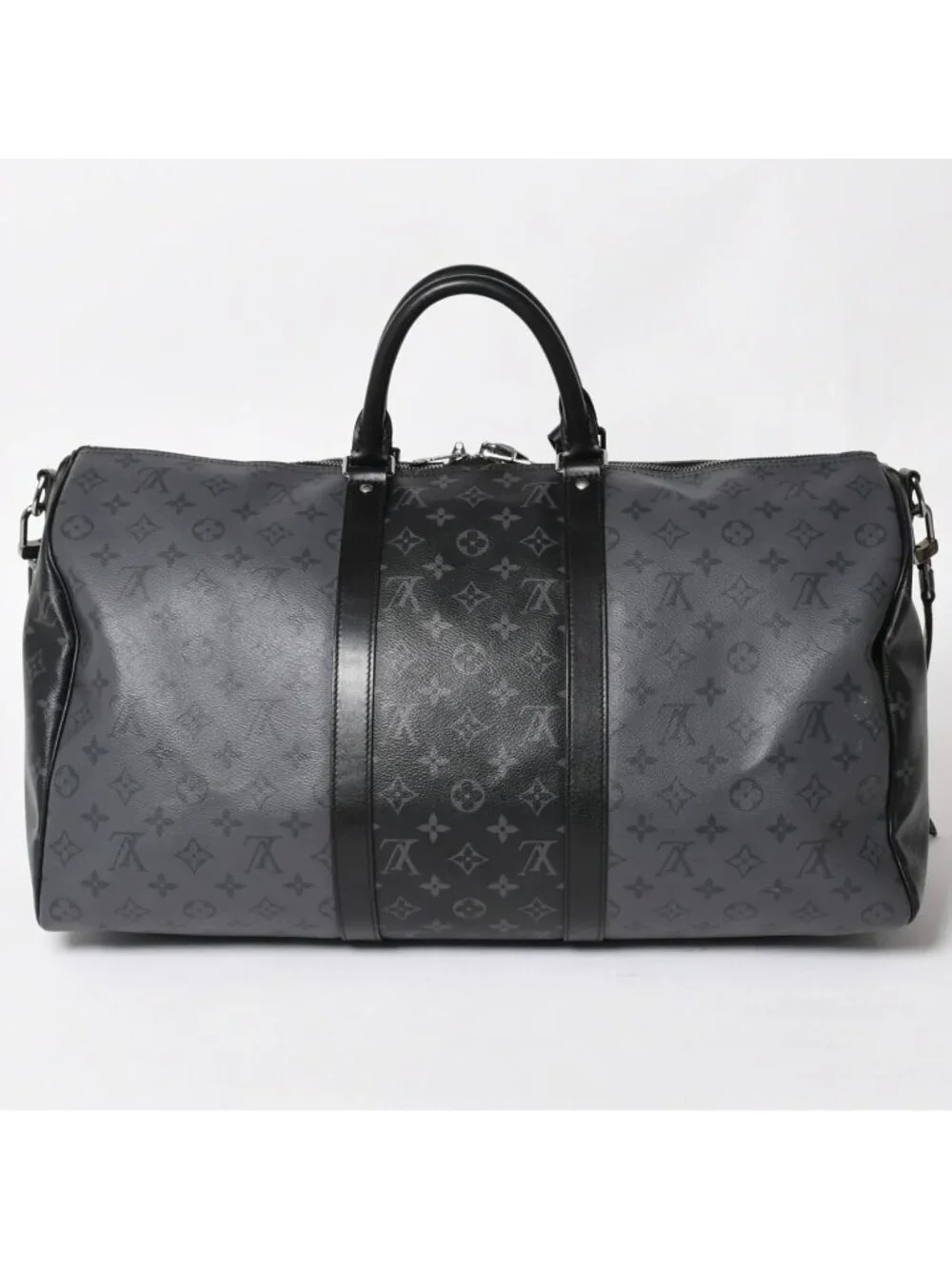 Louis Vuitton LV Keepall Bandouliere 50 Black Gray Silver